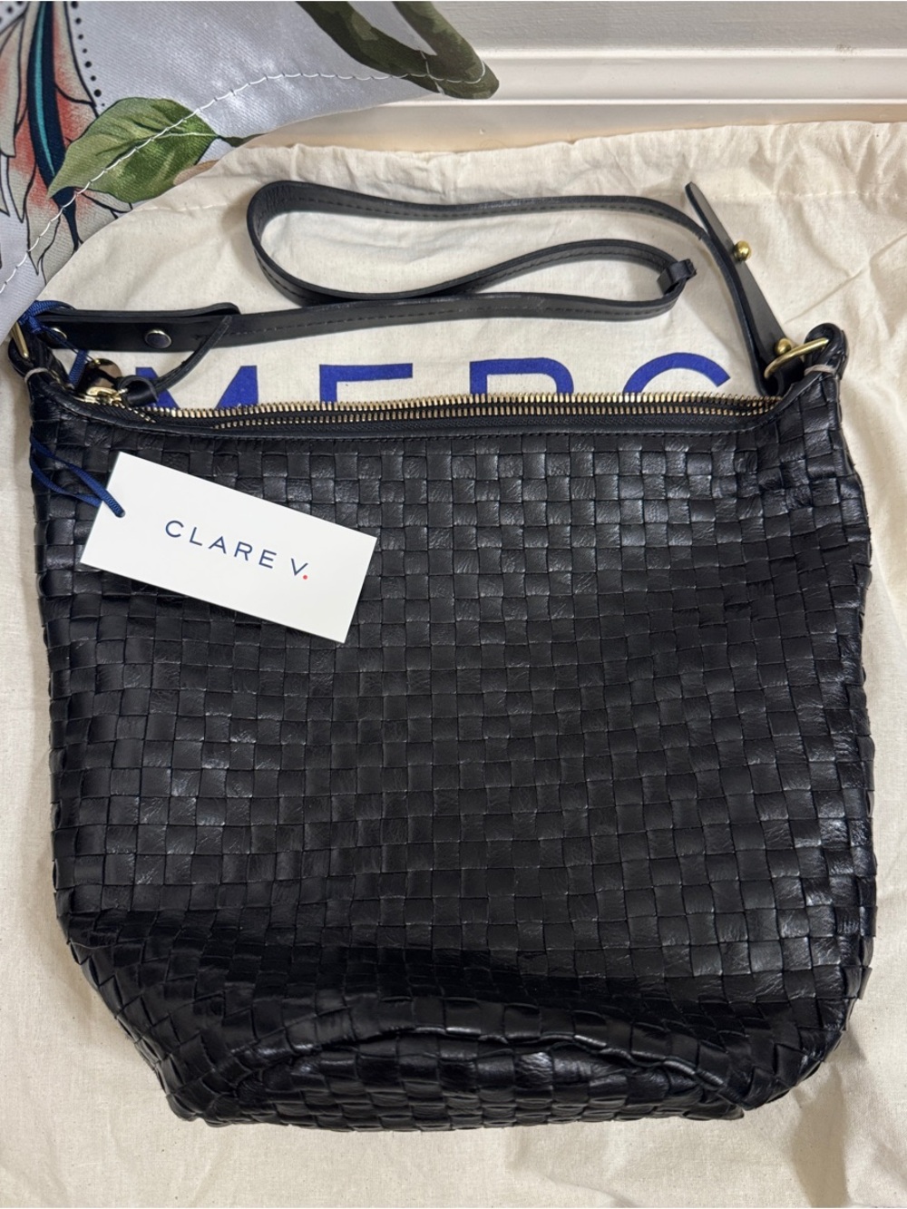 Clare V Black Woven Petite Jeanne Bucket Bag